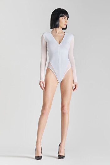 Maison Close BODY THONG WITH ZIPPER - - WHITE, L
