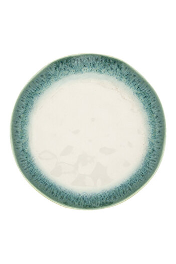 EasyLife Dishwasher and Microwave Safe Round Porcelain Dinner Plate Green and White 26cm
