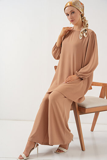 Bigdart Ayrobin Tunik Pantolon Alt Üst Takım 6712 - Vizon