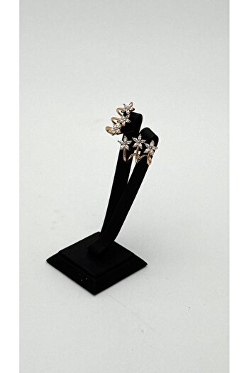 ELİOSA Zircon Daisy Detail Tarnish-Free Gold Steel Earrings