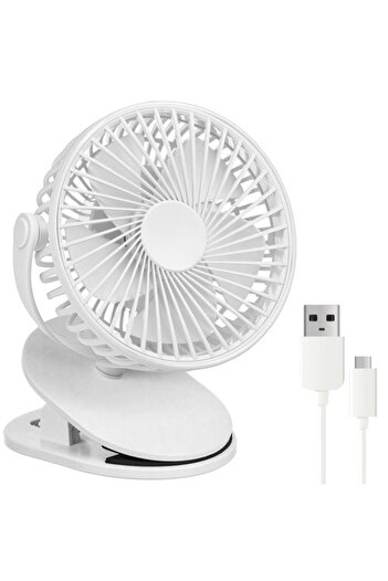 zola Wireless desk fan, 3 speeds, wave mode, 360°, clips, USB, 5W, rechargeable, white