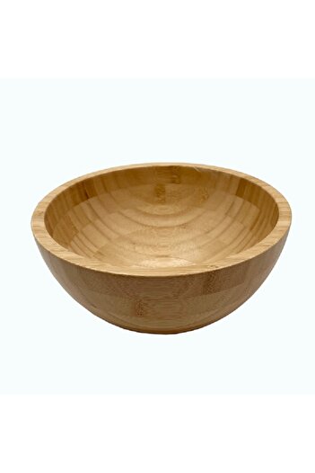 Bien Servi Durable Easy Cleaning Round Shaped Bamboo Salad Bowl Brown Medium
