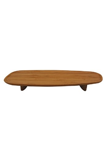Bien Servi Elegant and Durable Oval Bamboo Serving Platter with Stand