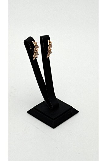 ELİOSA Zircon Triangle Detail Tarnish-Free (Xupıng) Gold Steel Earrings
