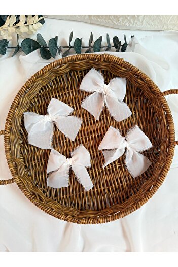 LAYLAEVENTS Chiffon Fabric Ribbon Ready Bow-40 Pcs-White