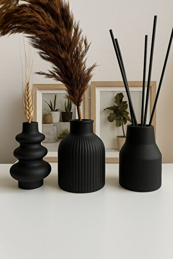 rufhomedesign Set de 3 vaze în stil nordic boem de 12 cm, cadou Pinterest, set de vaze din pampas, articole decorative