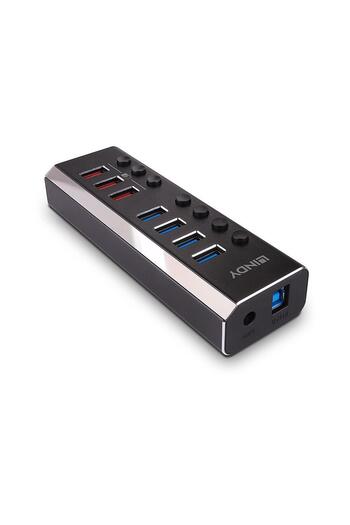 LİNDY USB Hubs Hub Lindy 7 Port USB 3.0 3x QuickCharge