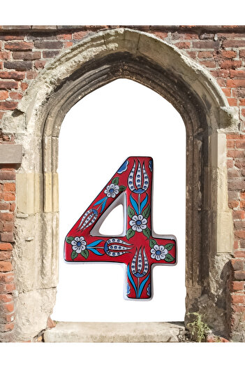 Artiser Ceramic Door Number, 4 Figure, Red 4, Blue 4, Yellow 4, Navy 4, Green 4, Orange 4