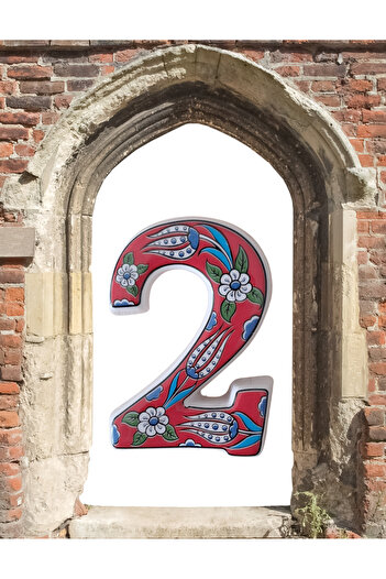 Artiser Ceramic Door Number, 2 Figures, Red 2, Blue 2, Yellow 2, Navy 2, Green 2, Orange 2