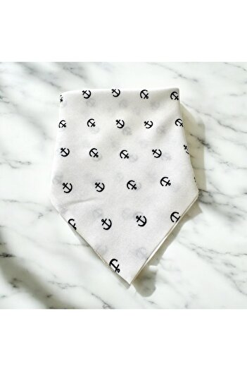 ALS Tasarım Dünyası White Color Sailor Patterned 100% Cotton Bandana