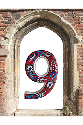 Artiser Ceramic Door Number, 9 Figure, Red 9, Blue 9, Yellow 9, Navy 9, Green 9, Orange 9