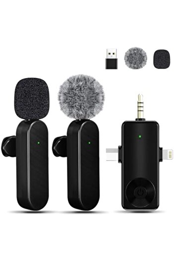 Generic Gicorino Mini Microphone for iPhone Android Camera iPad USB-C, 4 in 1 Professional Wireless Lavalier