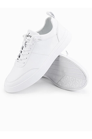 OMBRE Einfarbige Herrenschuhe im Sportstil mit Nähten - weiß V1 OM-FOCS-0159 41