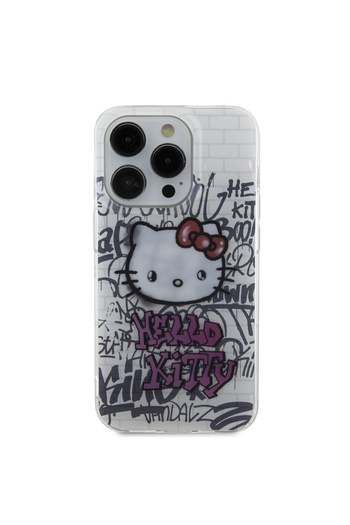Hello Kitty Case for iPhone 14 Pro - Hello Kitty Hardcase IML Kitty On Bricks Graffiti (HKHCP14LHDGPHT) - White