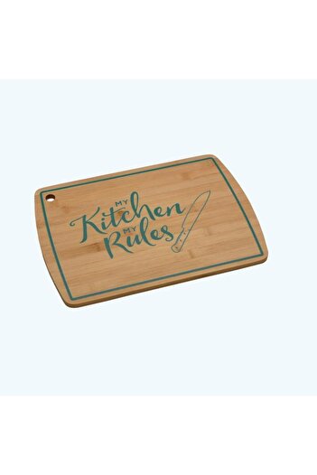 Generic Bien Servi Durable High Quality Bamboo Rectangular Cutting Board Brown and Teal Green H-2049L-UV8