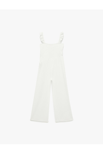 Koton Wrapped Fabric Lace Boredeli Ruffle Detailed Lined Square Neck Strap Jumpsuit