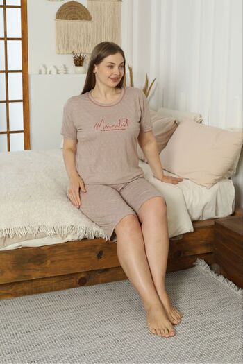 FORVENS Plus Size Women's Short Sleeve Pajama Set with Shorts
