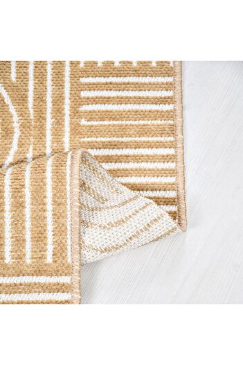 Halımax Crea Halı Rana 6113S Sarı Yazlık Halı Kaydırmaz Taban Renkli Yıkanabilir Dokuma Kilim