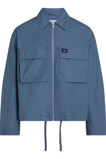Calvin Klein Men Vintage Indigo Garment Dye Cotton Windbreaker Jacket