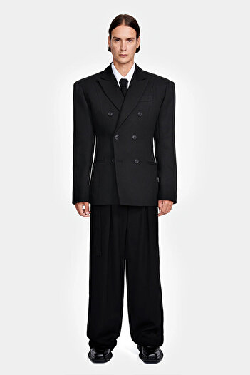 LOUIS GABRIEL NOUCHI DOUBLE BREASTED JACKET - LOUIS GABRIEL NOUCHI - BLACK, S
