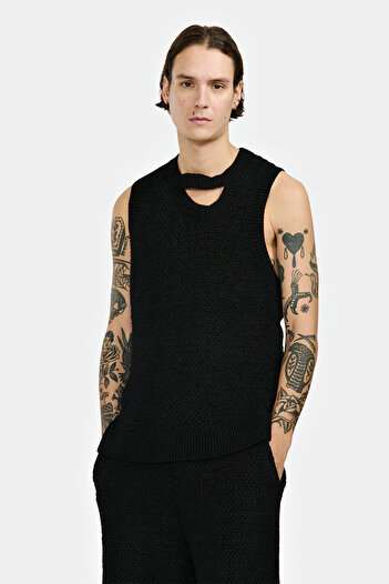 LOUIS GABRIEL NOUCHI VEST WITH TWISTED BACK - LOUIS GABRIEL NOUCHI - BLACK, M