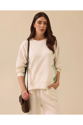 SEÇİL Double Fabric Pocket Drawstring Waist Sweatshirt