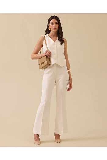 SEÇİL High Waist Crepe Fabric Spanish Flared Pants