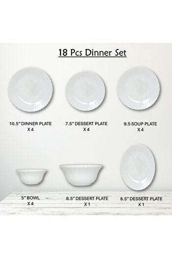 Houzi 18 Pcs Opal ware Dinner ser Microwave Dishwasher Freezer safe