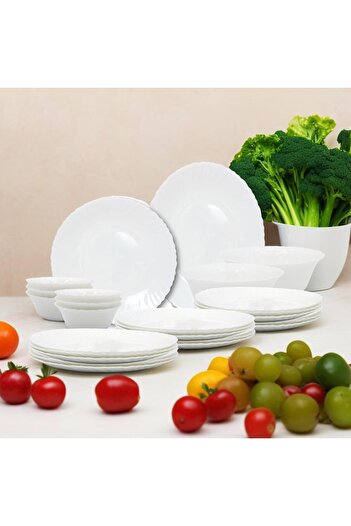 Houzi 36 Pcs Opal ware Dinner ser Microwave Dishwasher Freezer safe