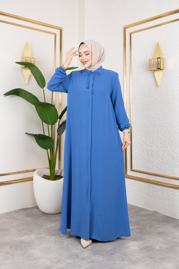 Nevayla Moda Χαλαρή Κοπής Αερόμπιν Ύφασμα Φεράτσε / Μπλε - F137