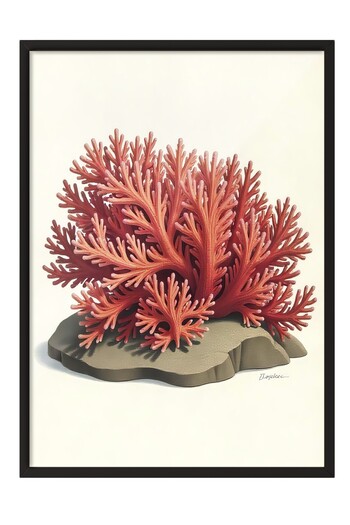 Postifull Black Framed Poster, Seaweed, Illustration, Orange Color Poster, 2025 Summer Selection, No:109599