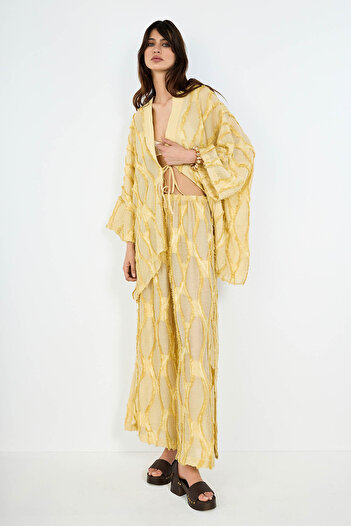 boneqa barcelona Yellow Jacquard Trousers