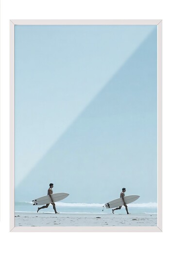 Postifull White Framed Poster, Let's Surf, Photo, Blue Color Poster, 2025 Summer Selection, No:109654