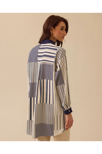 SCL Asymmetrical Striped Relaxed Cut Tunic