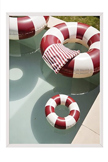 Postifull White Framed Poster, Sea Ring, Photo, Red Color Poster, 2025 Summer Selection, No:109645