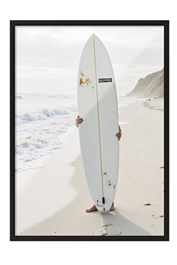 Postifull Black Framed Painting, Surfboard, Photo, White Color Poster, 2025 Summer Selection, No:109746