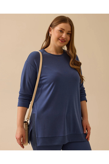Gala-Xi Plus Size Side Slit Long Sleeve Tunic