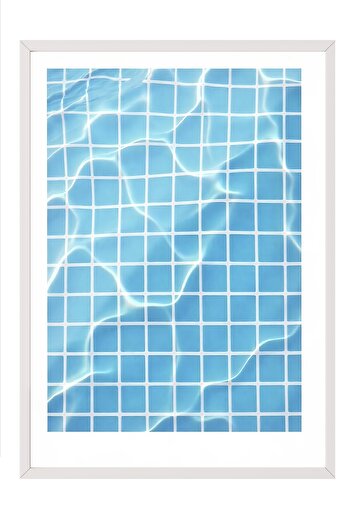 Postifull White Framed Poster, Pool Base, Photo, Blue Color Poster, 2025 Summer Selection, No:109701