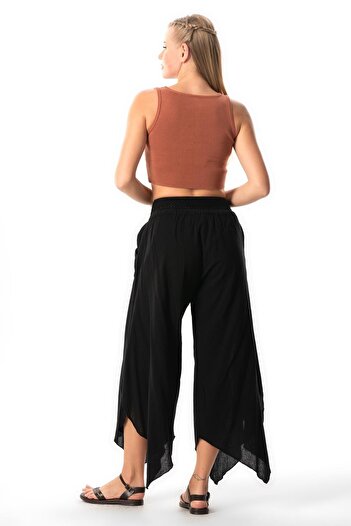 Eliş Şile Bezi Güzide Şile Diaper Elastic Symmetrical Leg Summer Shalwar Black Syh