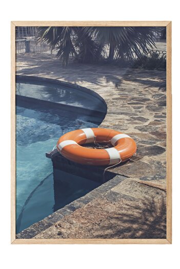 Postifull Wooden Framed Painting, Life Jacket, Photo, Orange Color Poster, 2025 Summer Selection, No:109737