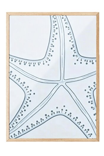 Postifull Wooden Framed Poster, Seashell, Illustration, Blue Color Poster, 2025 Summer Selection, No:109684