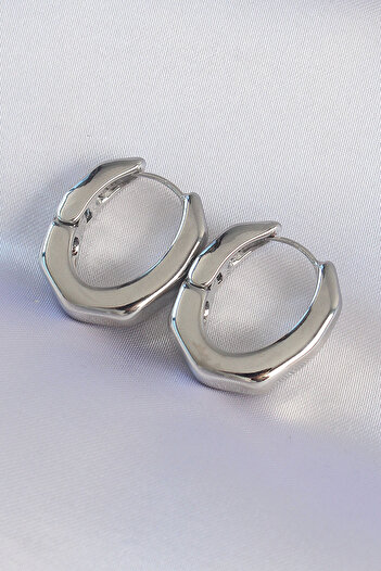 Toptan Bulurum Brass Silver Color Thick Bone Model Earrings
