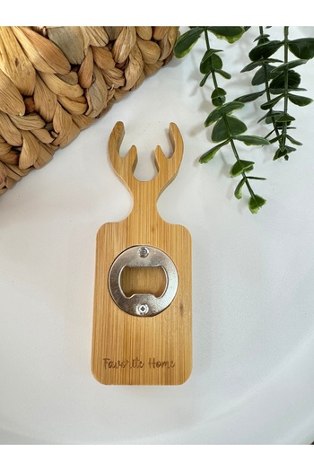 zezedesing Bamboo Magnet Bottle Opener with Deer Figure