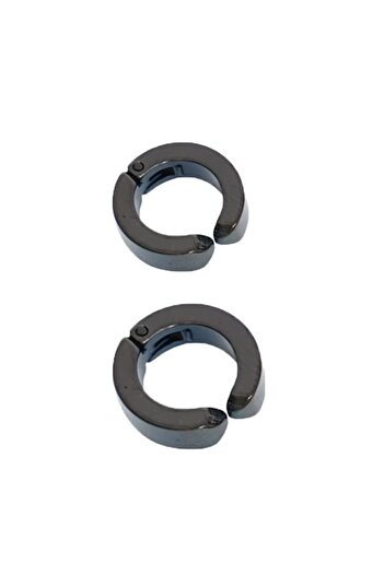 Toptan Bulurum Men's Earring 2 Pieces Black Steel Pinched Earrings Stainless Steel Black Earrings