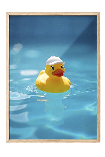 Postifull Wooden Framed Poster, Yellow Duck, Photo, Yellow Color Poster, 2025 Summer Selection, No:109615