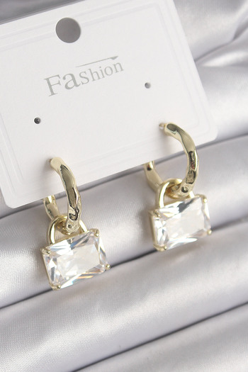 Toptan Bulurum Brass Gold Color Dangle Zircon Stone Bag Model Women's Earrings