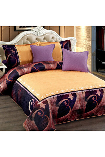 OEM Quilted velvet blanket, with pattern, 5 pieces, double bed, 230x250 cm, CM23