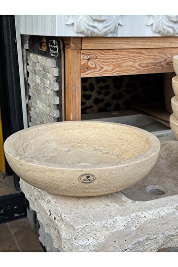 Polen Stone Doğaltaş Çanak Lavabo – Traverten | 40x10 cm