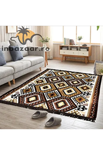 OEM Traditional rustic rug, 2 sides, 60x90 cm, Brown