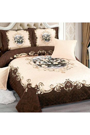OEM Quilted velvet blanket, with pattern, 5 pieces, double bed, 230x250 cm, CM31
